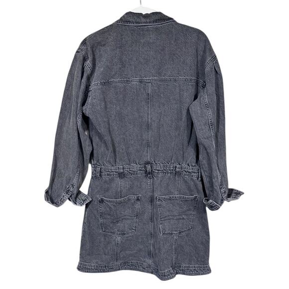 American Eagle AE Denim Long-Sleeve Dress in Faded Black - Size Large - Picture 2 of 4